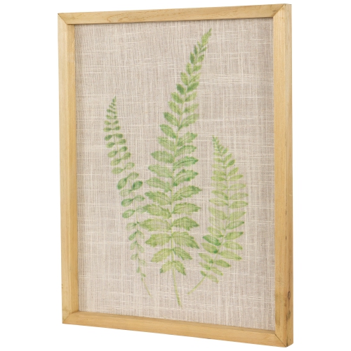 Framed Fern Leaf Print on Burlap Wall Art - 16" - Beige