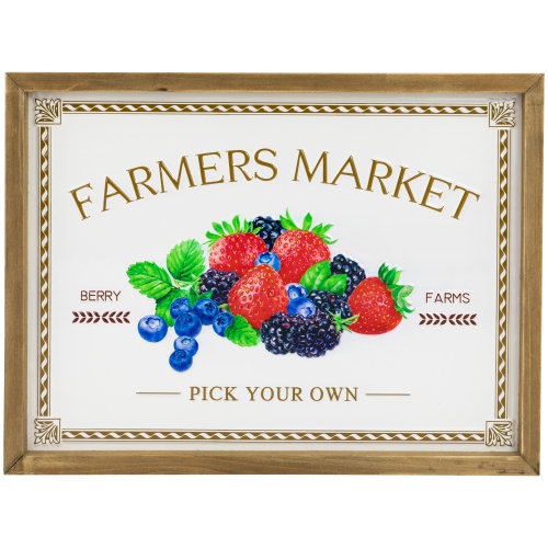 Affiche murale en métal encadrée « Farmers Market » - 15,75 po