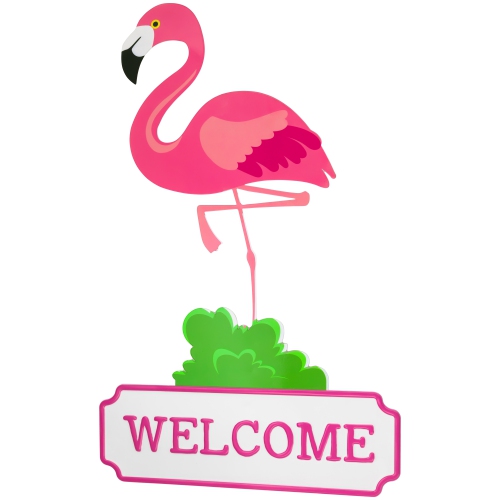 Flamingo Welcome Tropical Metal Wall Sign - 25"