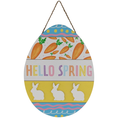 Hello Spring Easter Egg Wooden Wall Sign - 15.75"