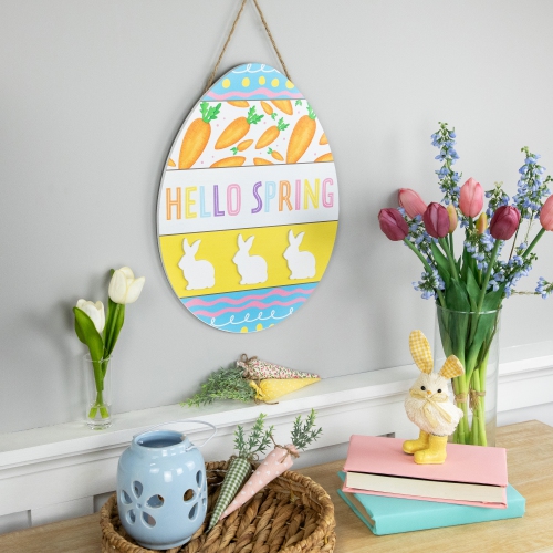 Affiche murale en bois Hello Spring, oeuf de Pâques, 15,75 po