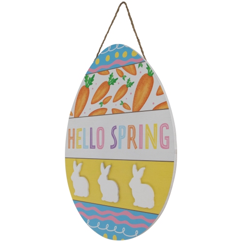 Affiche murale en bois Hello Spring, oeuf de Pâques, 15,75 po