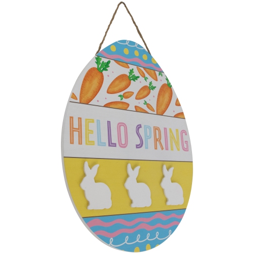 Affiche murale en bois Hello Spring, oeuf de Pâques, 15,75 po