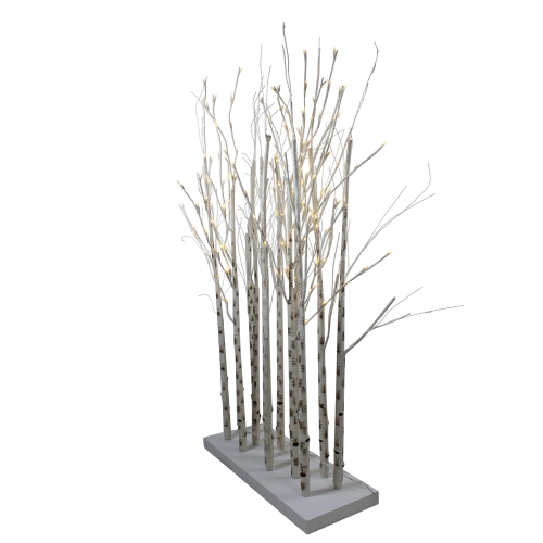 LED Lighted White Birch Twig Tree Cluster Christmas Decoration - 4'