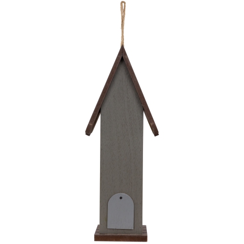 Wooden Birdhouse with Metal Bird Wall Decoration - 14.5" - Antique White