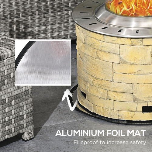 Outsunny Smokeless Fire Pit with Fireproof Mat, 20" Well Style Portable Wood Burning Firepit, Magnesium Oxide Low Smoke Camping Bonfire Stove, Yellow