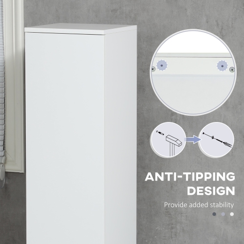 kleankin Narrow Bathroom Cabinet, Tall Bathroom Storage Cabinet with Adjustable Shelves, 5-Tier Slim Floor Cabinet with Built-in Finger Pull,