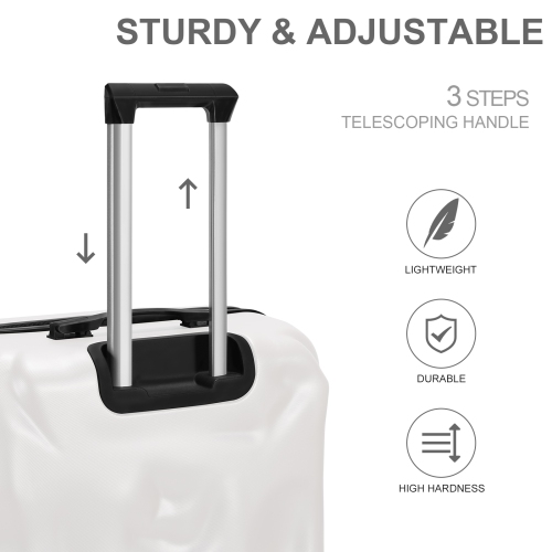 HIKOLAYAE 3-Piece Spinner Travel Luggage Set with Hard Shell and TSA Lock, White