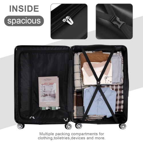 HIKOLAYAE 3-Piece Spinner Travel Luggage Set with Hard Shell and TSA Lock, White