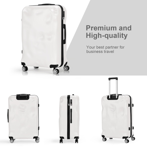 HIKOLAYAE 3-Piece Spinner Travel Luggage Set with Hard Shell and TSA Lock, White
