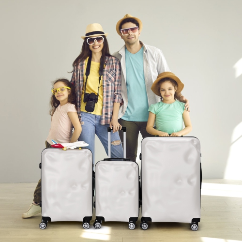 HIKOLAYAE 3-Piece Spinner Travel Luggage Set with Hard Shell and TSA Lock, White