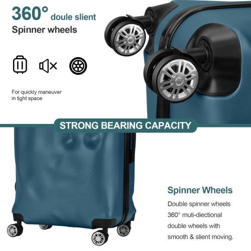 HIKOLAYAE 3-Piece Spinner Travel Luggage Set with Hard Shell and TSA Lock,Green