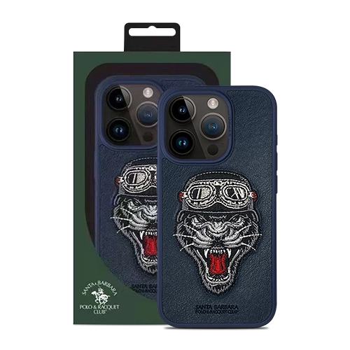 Santa Barbara Patti Series – Étui en cuir brodé pour iPhone 15 Pro