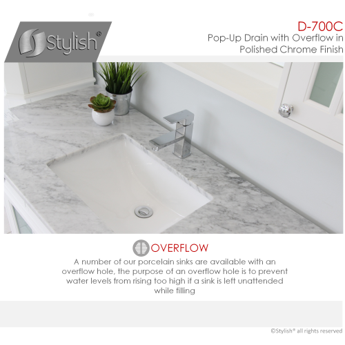 OPEN BOX A - Bathroom Vanity Sink Pop-Up Drain with Overflow in Chrome Finish D-700C