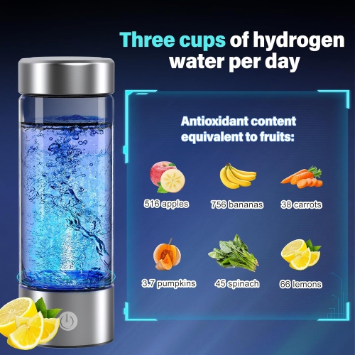 Hydrogen Water Bottle – 420ml Portable Hydrogen Generator with SPE & PEM Technology, Creates Hydrogen-Rich Water in 3 Minutes – Perfect for Office,