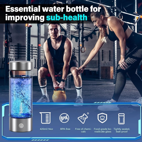 Hydrogen Water Bottle – 420ml Portable Hydrogen Generator with SPE & PEM Technology, Creates Hydrogen-Rich Water in 3 Minutes – Perfect for Office,