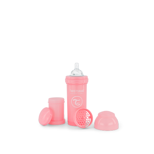 Biberon anti-colique Twistshake 260&nbsp;ml, rose pastel