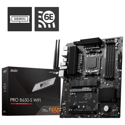 MSI PRO B650-S Wi-Fi 6E ATX AM5 DDR5 Motherboard for AMD Ryzen 9000/8000/7000 Series CPUs