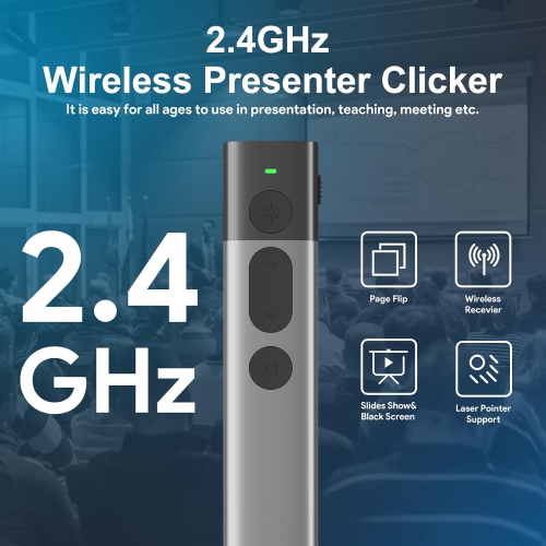 Présentateur sans fil, présentation de contrôle USB 2,4&nbsp;GHz et pointeur rechargeable, PowerPoint Clicker pour Mac, portable, Google Slide