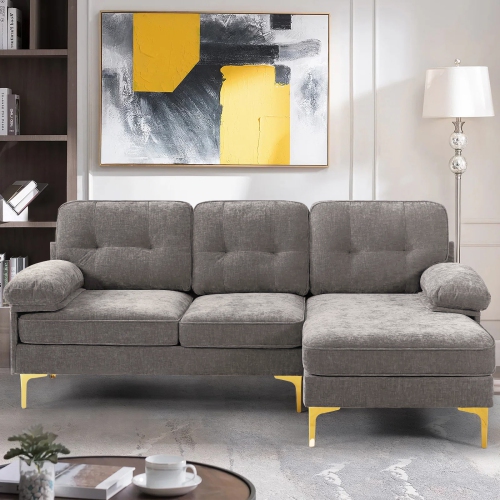 INFINITE IMPORTS  – 8585 Sectional Sofa With Gold Accent Legs (Grey)