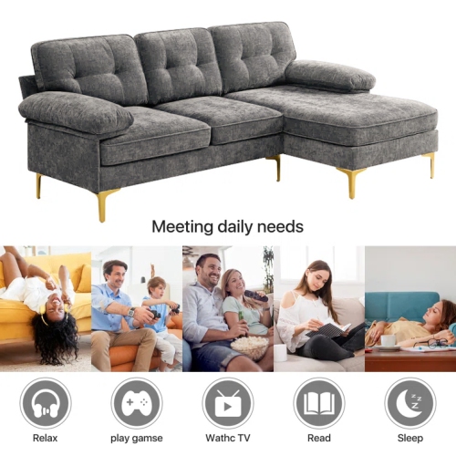 Infinite Imports – canapé modulaire 8585 avec pattes dorées contrastantes