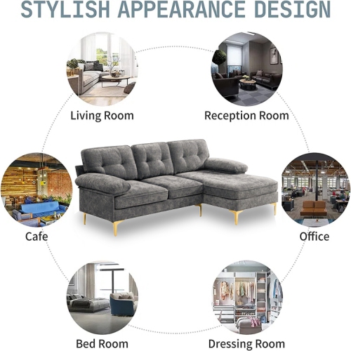 Infinite Imports – canapé modulaire 8585 avec pattes dorées contrastantes