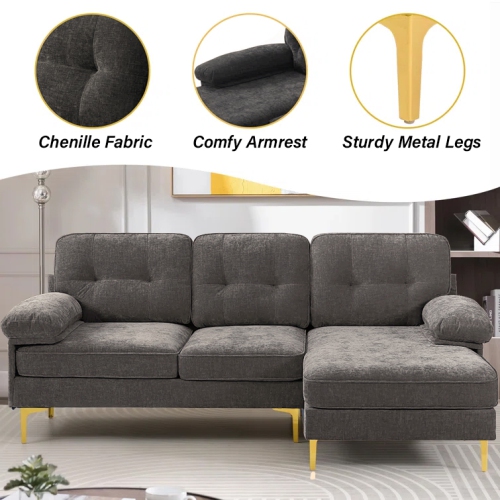 Infinite Imports – sofa modulaire 8585 avec pattes dorées