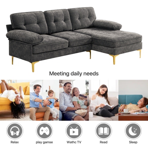 Infinite Imports – sofa modulaire 8585 avec pattes dorées