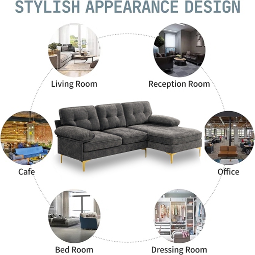 Infinite Imports – sofa modulaire 8585 avec pattes dorées