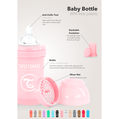 Twistshake Anti-Colic Baby Bottle 180ml White