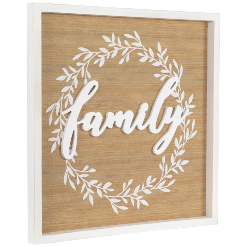 Family Framed Wooden Wall Sign - 15.75" - White