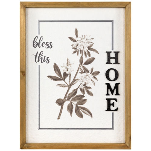 NORTHLIGHT  Bless This Home Floral Framed Wall Sign - 16"