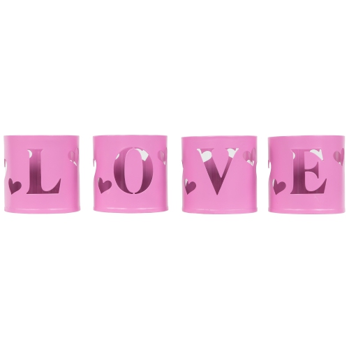 Love Valentine's Day Metal Votive Candle Holders - 2.75" - Set of 4