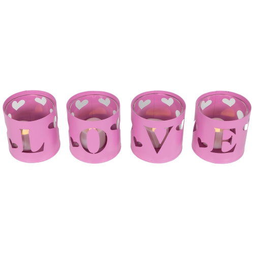 Love Valentine's Day Metal Votive Candle Holders - 2.75" - Set of 4