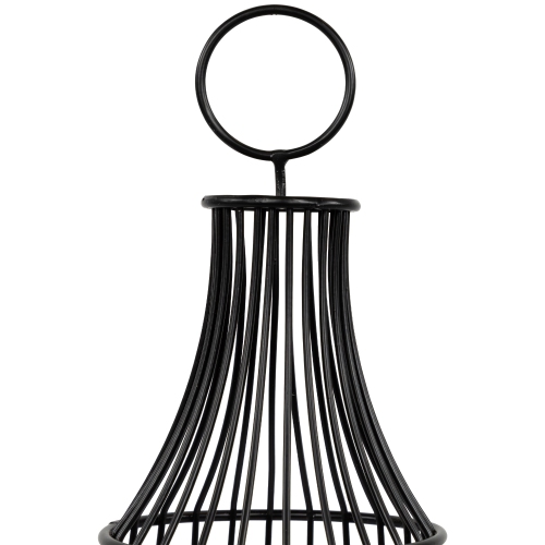 Metal Cage Hurricane Pillar Candle Holder - 14" - Black
