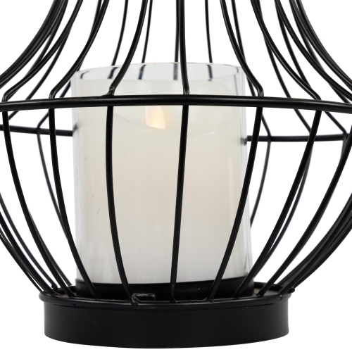 Metal Cage Hurricane Pillar Candle Holder - 14" - Black