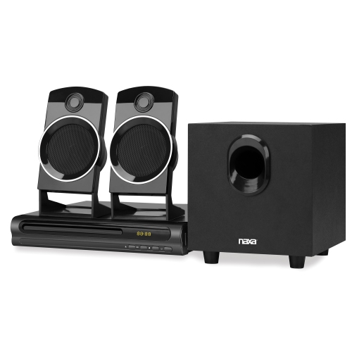 Système de haut-parleurs Naxa ND-863 2,1 canaux pour cinéma maison avec lecteur DVD