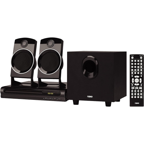 Système de haut-parleurs Naxa ND-863 2,1 canaux pour cinéma maison avec lecteur DVD