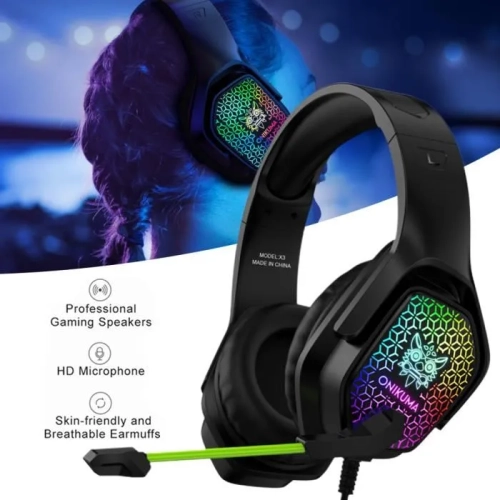 Casque de jeu stéréo WINGOMART X3 avec micro et casque d'écoute DEL 3,5&nbsp;mm pour PC Gamer Xbox One, PS5, PS4, PC, casque de jeu pour Nintendo