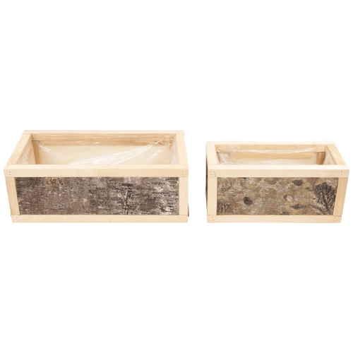 Rustic Wooden Storage Boxes - 15.5" - Set of 2