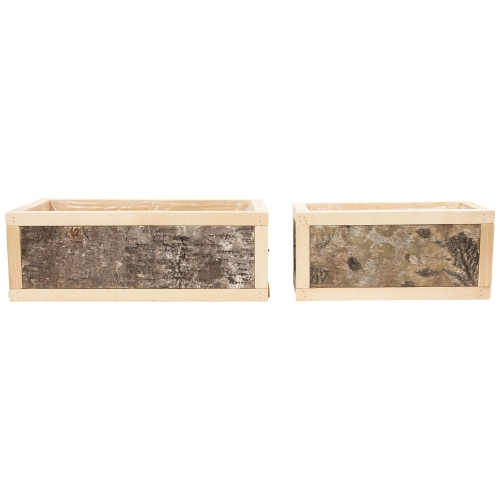 Rustic Wooden Storage Boxes - 15.5" - Set of 2