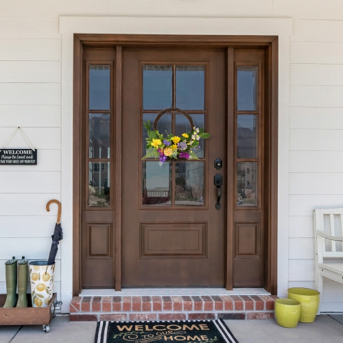 Panier mural suspendu à ressort, fleurs sauvages et feuillage, 16 po