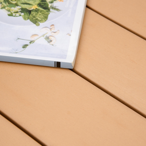 Outsunny 55" L x 35.5" W x 29.25" H Patio Dining Table for 6, Rectangular Aluminum Outdoor Table for Garden Lawn Backyard, Natural