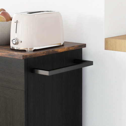 Îlot de cuisine avec rangement HOMCOM, chariot de cuisine à roulettes avec dessus en hévéa, tiroir, support à épices, support à serviettes, armoire