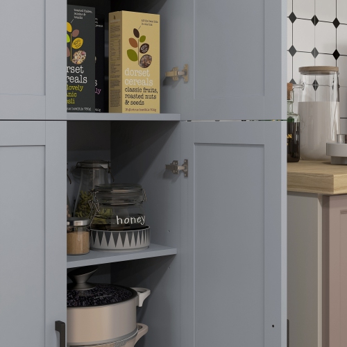 HOMCOM – garde-manger autonome de 67 po, buffet moderne, armoire de rangement avec tablettes réglables, 4 portes, gris