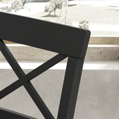 HOMCOM Bar Stools Set of 2, Farmhouse Counter Height Barstools, Solid Wood Bar Chairs with Cross Back and Footrest for Kitchen, Black