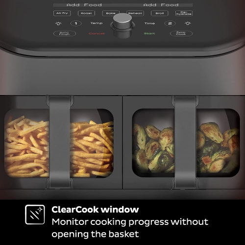 Instant Vortex Plus XL 8-quart Dual Basket Air Fryer Oven, From the Makers of Instant Pot, 2 Independent Frying Baskets, ClearCook Windows,