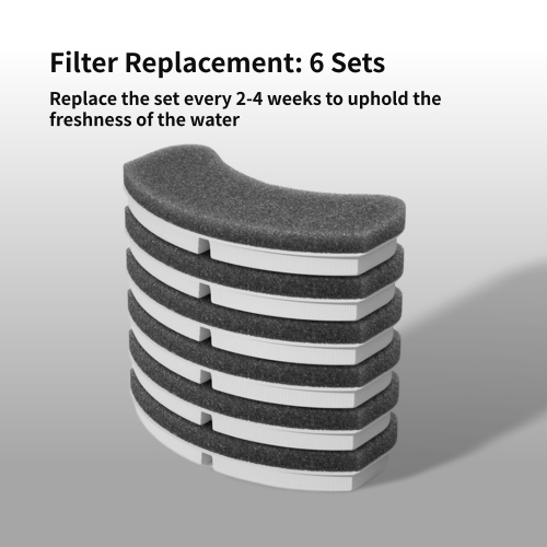 Filtre pour fontaine d'eau Wenhome Cat, filtres de rechange au charbon actif éponge en forme d'arc (6Pack）