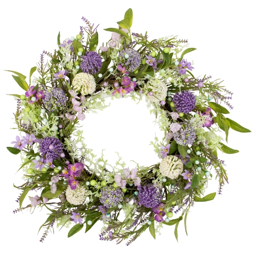 Lavender and Allium Spring Wreath - 28" - Purple