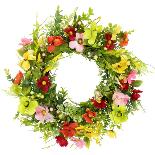Poppy and Eucalyptus Spring Wreath - 26"